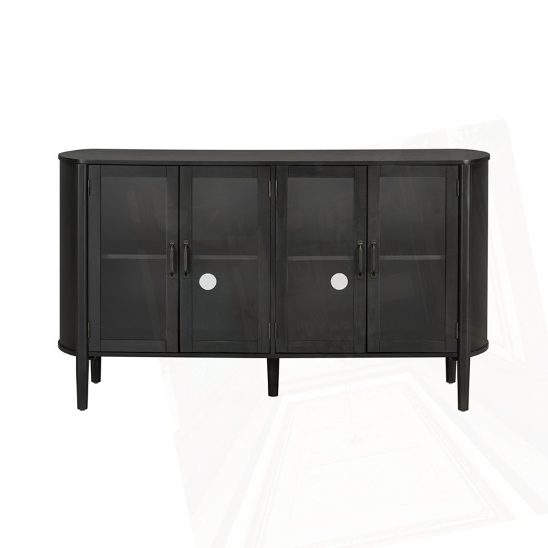 Storage Cabinet With 4 Doors, Black