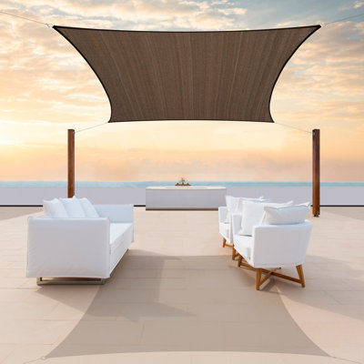 Amgo Rectangle Sun Shade Sail with Hardware Kit and Winch 200 GSM, 95% UV Blockage