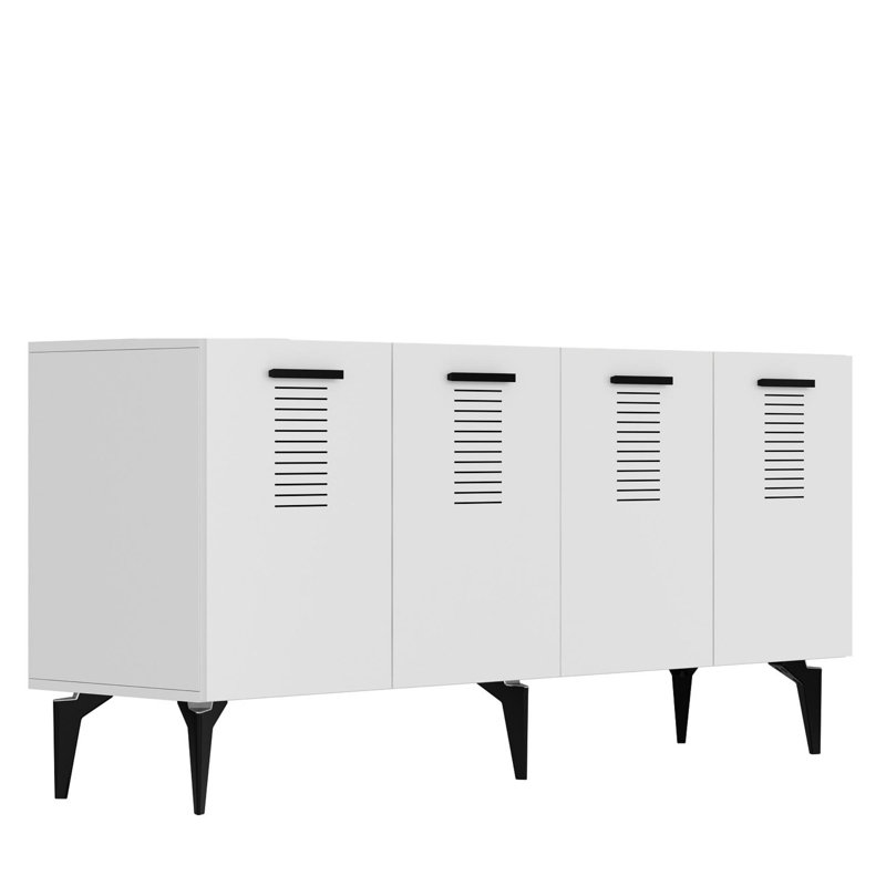 Console élégante, blanc, 100% panneau de particules recouvert de mélamine, épaisseur: 0,71 pouce | Solution de rangement élégante pour les salons et les entrées modernes, durable et facile à nettoyer