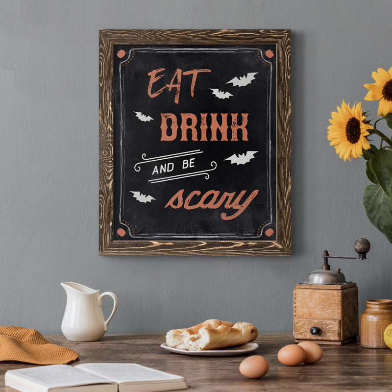 «Be Scary», art textuel sur toile, Noyer, H 37,5 po x l 27,5 po x P 1,5 po