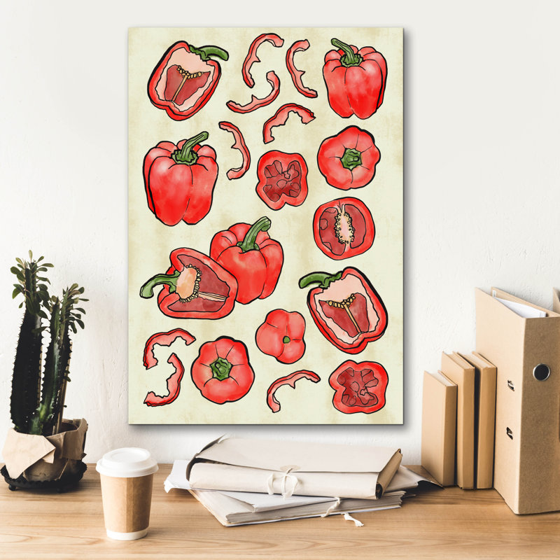  «Red Peppers» par Elizabeth Caldwell, art mural sur toile