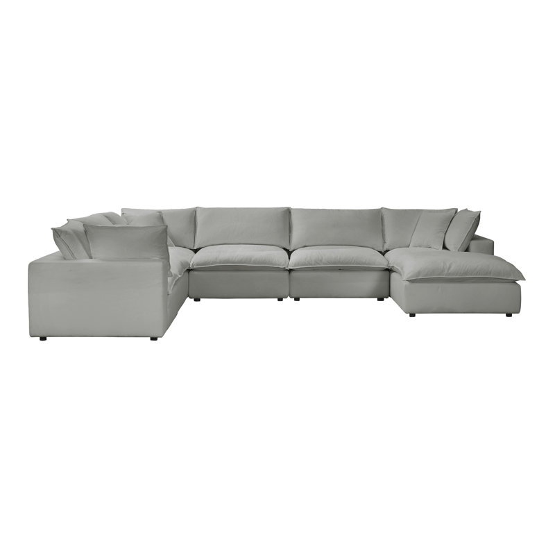 Ellaria Upholstered U-Shaped Sectional Reversible, Light Grey