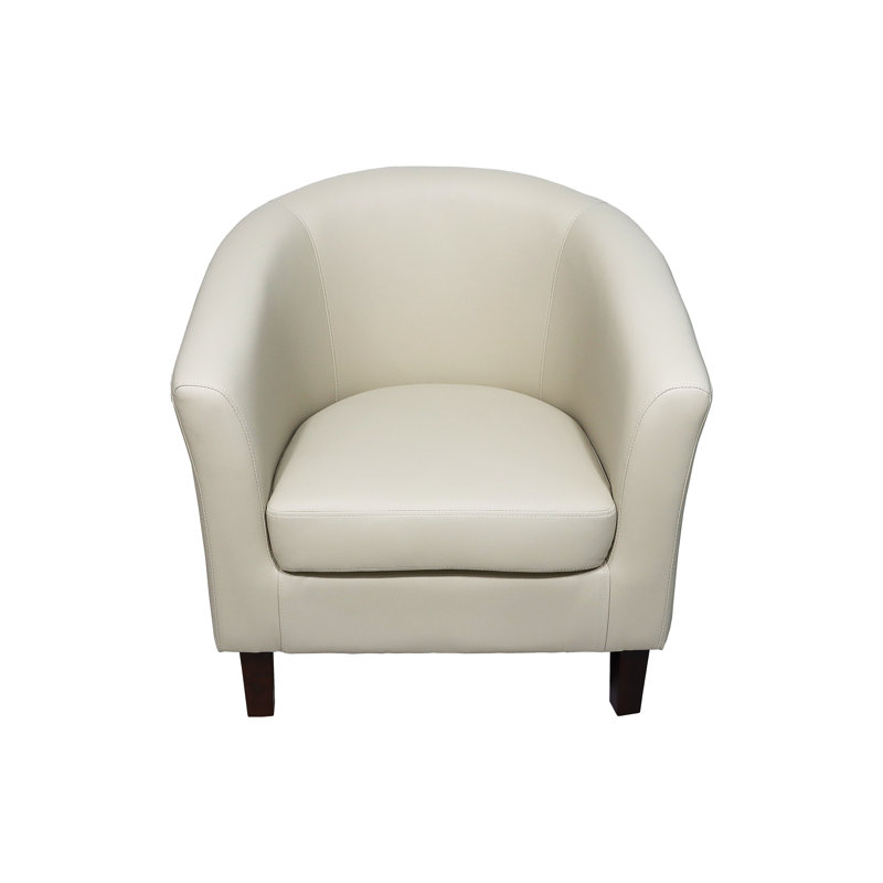 Mina Faux Leather Accent Chair, Cream