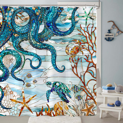 Ocean Shower Curtain With Hooks