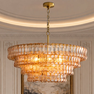 Large Modern Glass Dining Room Chandelier, Luxury Light Fixture for Kitchen Island and Living Room