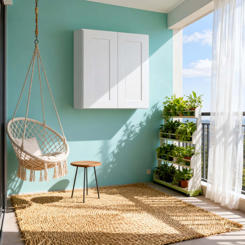 Armoire murale à double porte Shaker en bois massif avec 2 tablettes réglables, H 36 po x l 36 po x P 12 po