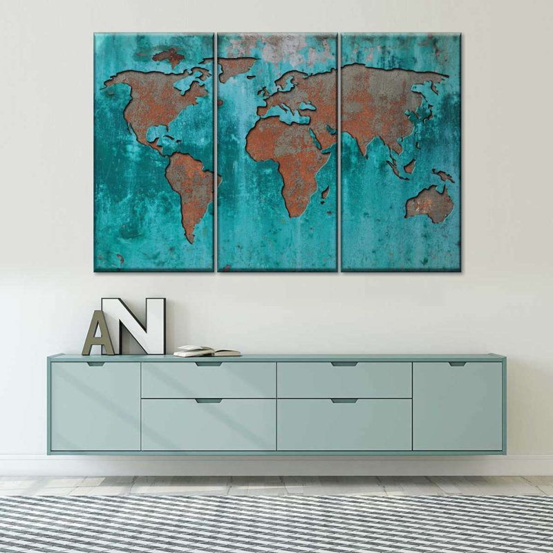 Impression sur mappemonde, impression sur toile, H 24 po x l 38 po x 1,25 po