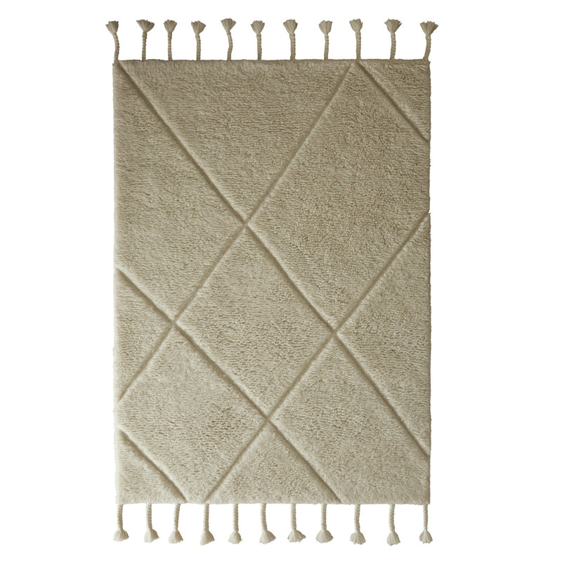 Chequered Wool Machine Tufted Area Rug, Rectangle 160 x 230 cm