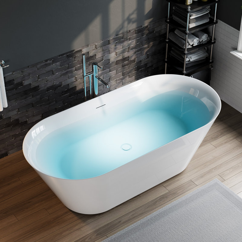 71" x 34" Freestanding Soaking Acrylic Bathtub