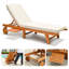 Outdoor Wood Foldable Chaise Lounge Chair, Cushion Included