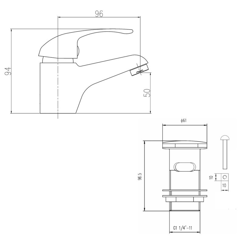 VeeBath Linx 400mm Corner Vanity Unit High Gloss White with Basin + Basin Mixer