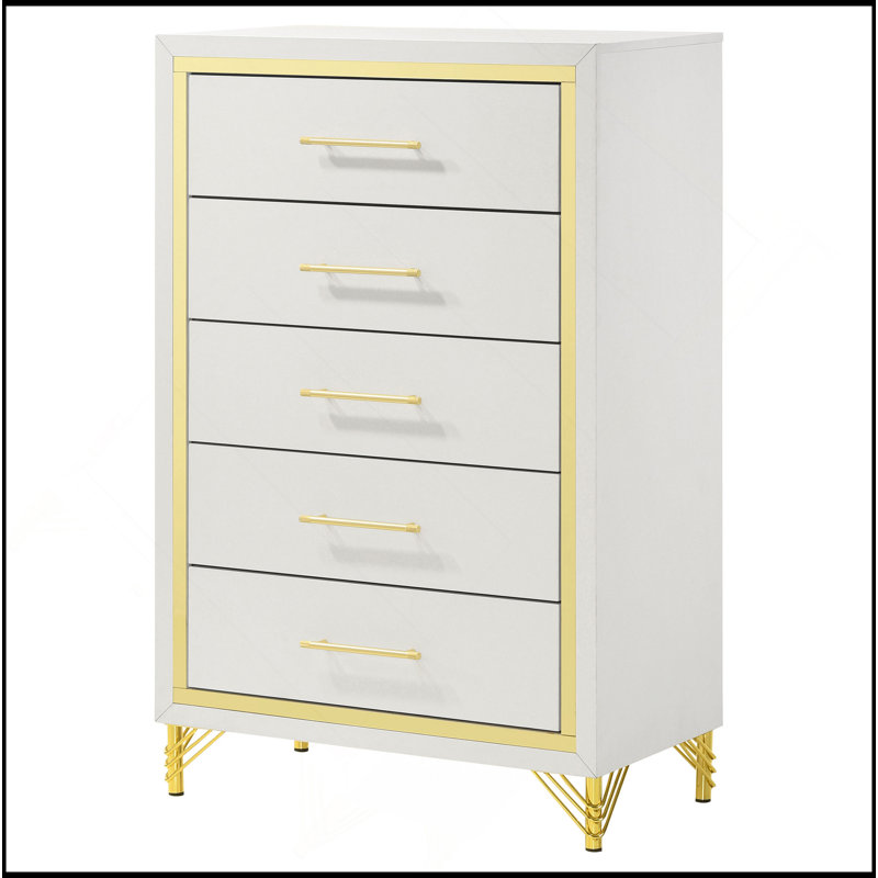 Commode blanche 5 tiroirs Chesney