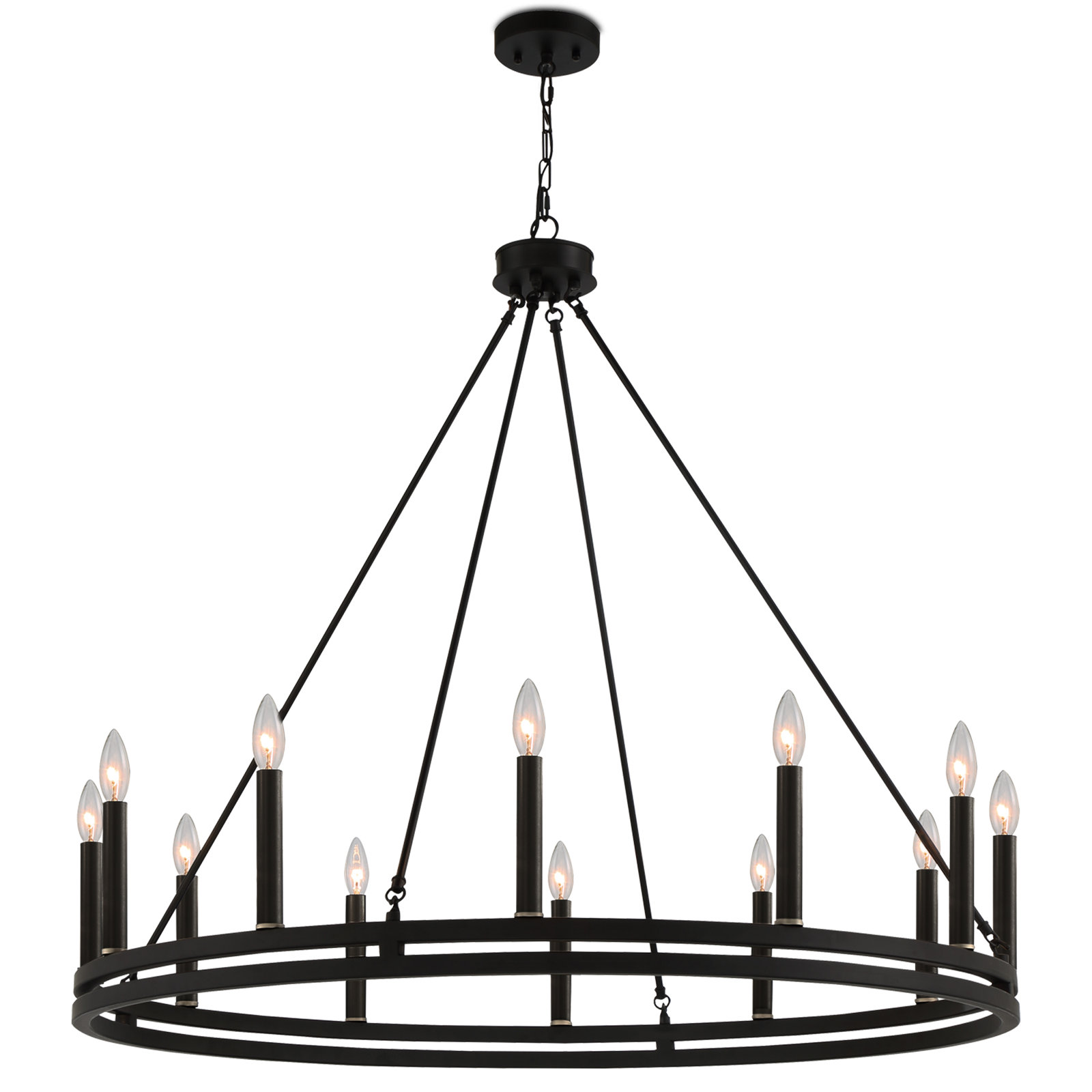 Madalyn 12-Light Chandelier, Classic Black/Champagne Brass