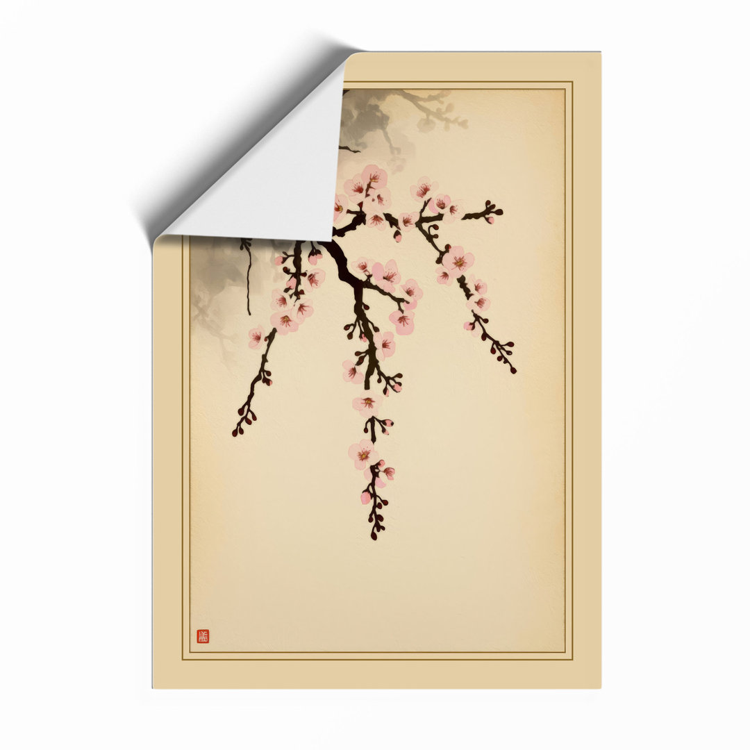 Moonlit Cherry Blossom Japandi - Framed Print