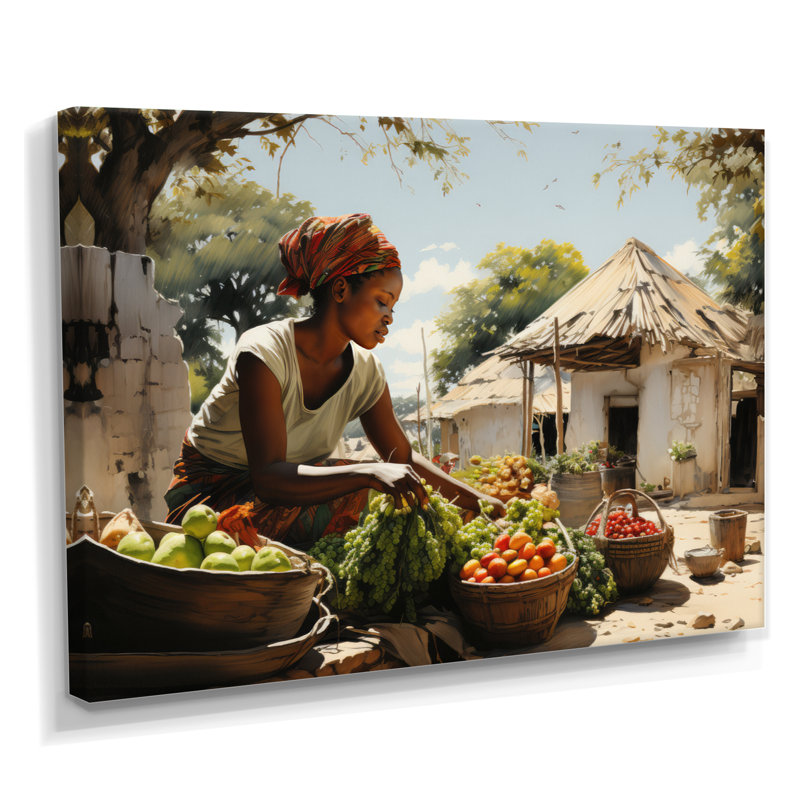 «African Vibrant Market III», reproduction sur toile, H 12 po x l 20 po x P 1 po, Toile tendue