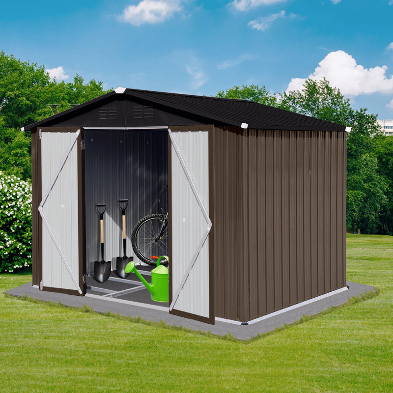 Remises de jardin en métal 8 pi x 6 pi, Brun