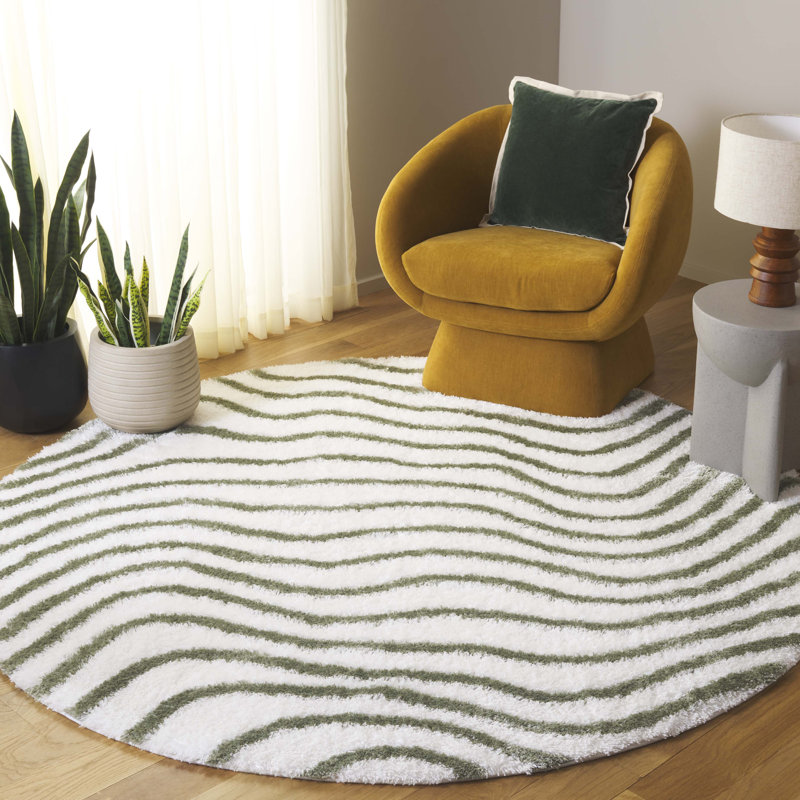 Karmelo Tahoe Shag Performance Abstract Rug, Round 6'7"