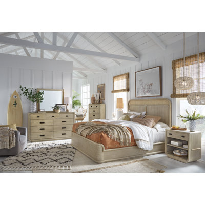 Regulski King Panel Bed 2 Nightstands 9 Drawer Dresser With Landscape Mirror And Drawer Chest