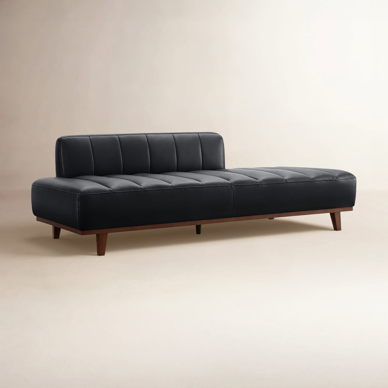 Novi Genuine Leather Upholstered Daybed, Impression Black Genuine Leather