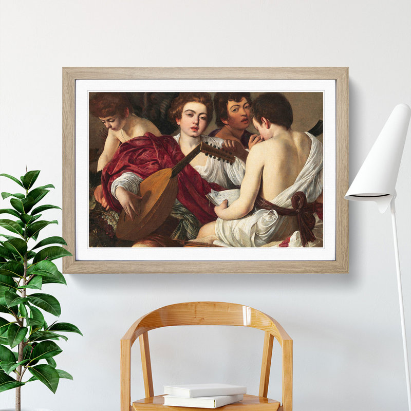 Music by Caravaggio - Picture Frame Painting, 48cm H x 65cm W x 2cm D, Oak Framed