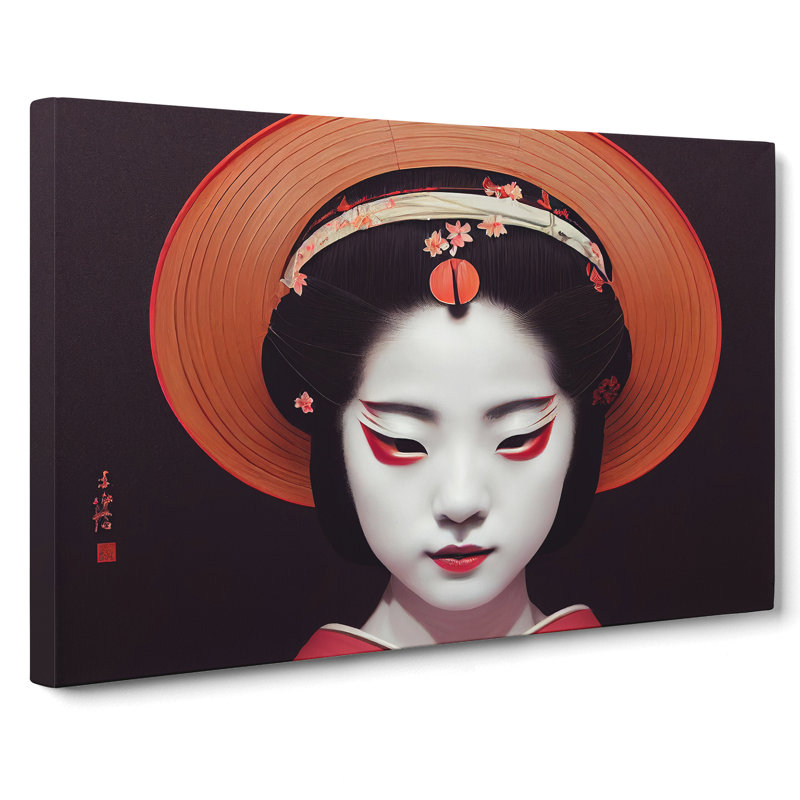 XXX-H1022-WF-8475X Stylish Geisha - Wrapped Canvas Print, 35cm H x 50cm W x 3cm D