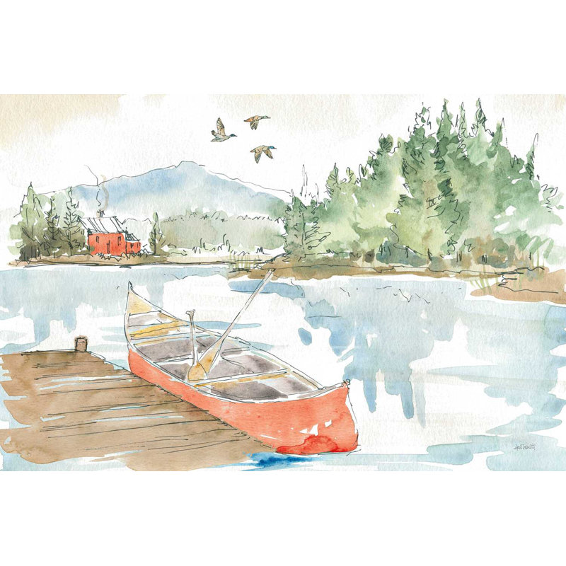 Lakehouse I Red by Anne Tavoletti - Wrapped Canvas Painting, 20" H x 30" W