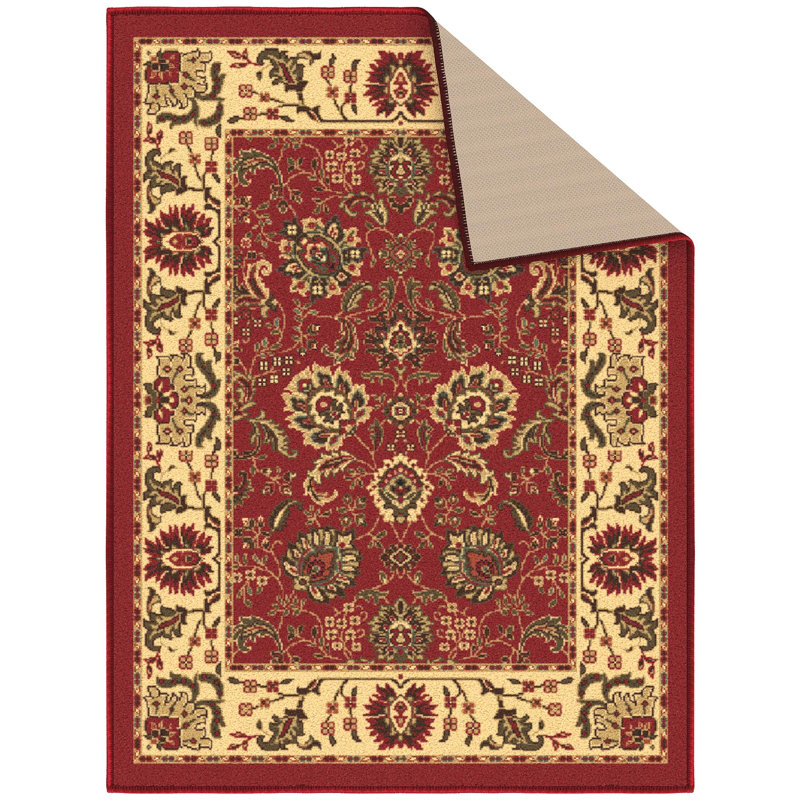 Homeline Non-Slip Rubberback Oriental Indoor Runner Rug, Dark Red, Square 3'
