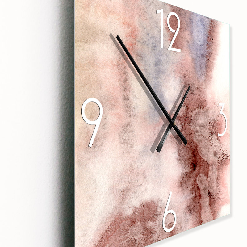 Pastel Abstract with Blue Pink & Dark Red Spots - Modern Wall Clock, Small