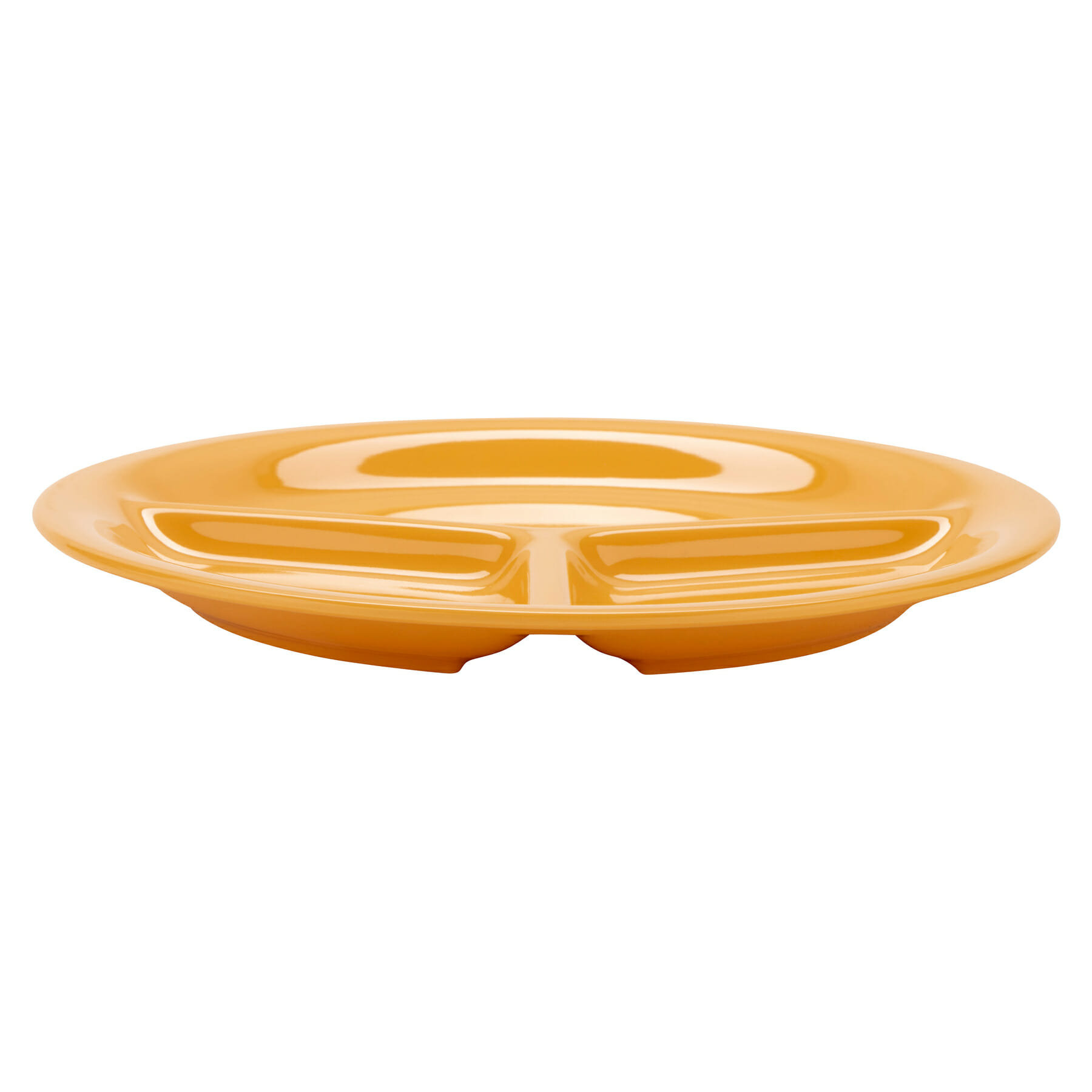 G.E.T. Heavy-Duty 3-Compartment Divided Plastic Plates - 10.25 Inch, Set Of 12 In Tropical Yellow | Melamine, Break-Resistant, Dishwasher Safe