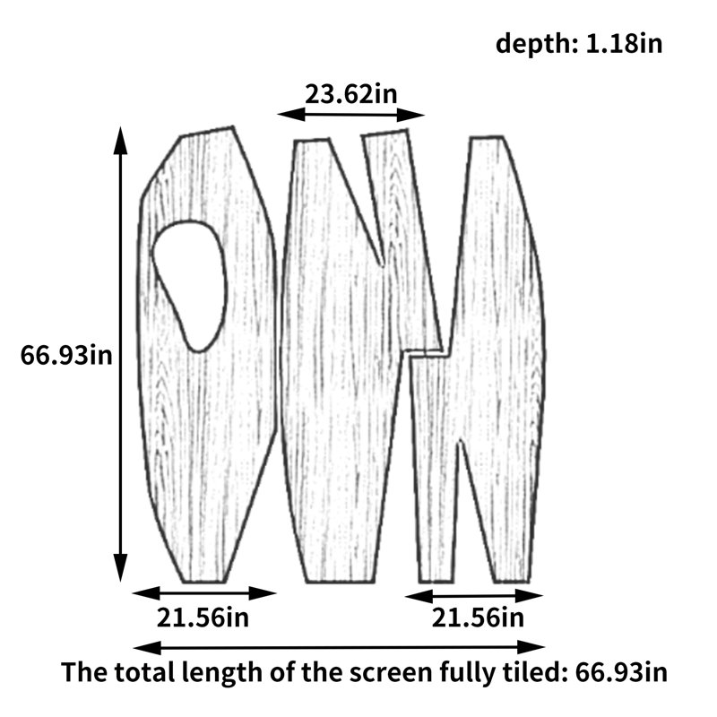 Ash Wood Solid Folding Screen, 66.93" H x 66.93" W x 1.18" D
