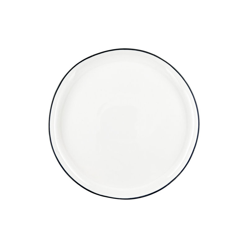 Assiette à hors-d'œuvre en porcelaine à jantes colorées Canvas Home Abbesses, Noir