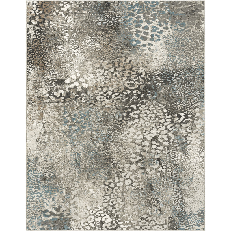 Tapis argenté Serengeti Leopard Melange, Rectangle 9 pi 6 po x 13 pi