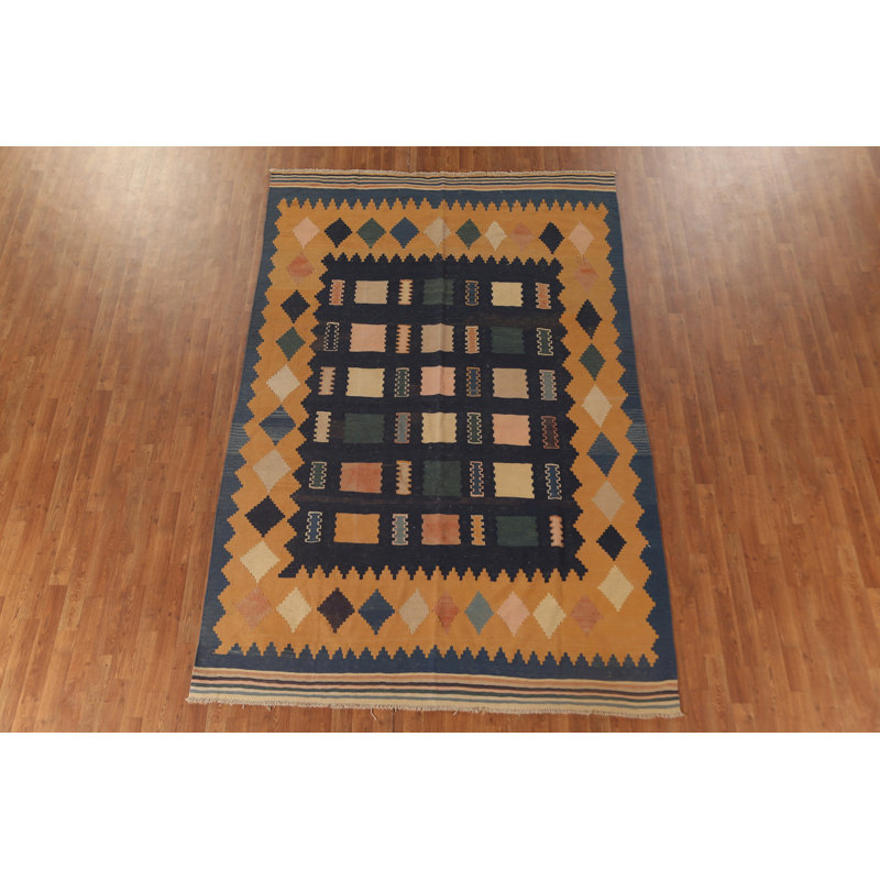Tapis bleu marine Kilim 7 x 10