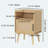 Rattan Nightstand, Side Table With Door Open Shelf,  Accent Bedside End Table With Solid Wood Legs For Bedroom, Dorm And Small Spaces