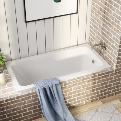 Baignoire en alcôve rectangulaire encastrée profonde 57 po avec drain à torsion à la main et rétention de chaleur 57 po