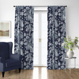 Alexandria Indigo Cotton Simple Top Pocket Drapery Panel Set of 2