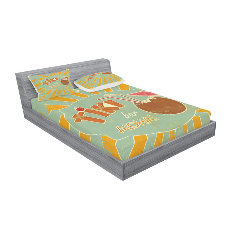 Ensemble de draps Exotic Cocktail, Ensemble de drap pour grand lit avec drap-housse