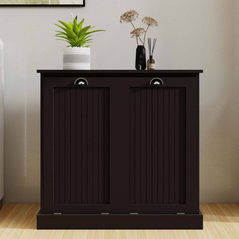 Armoire de trieur de linge inclinable à deux compartiments, Blanc