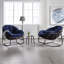 Siège berçant bleu marine avec structure solide - pour le jardin, le salon, la chaise élégante dans le cadre de la véranda, design ergonomique extérieur