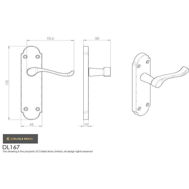 Oakley Latch Door Handle, Satin Chrome