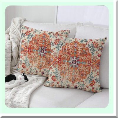 Boho Chic Double-Sided Throw Pillow Covers - Set of 2, Ethnic Pattern Home Decor for Indoor and Outdoor Sofa Bed, Pillowcase