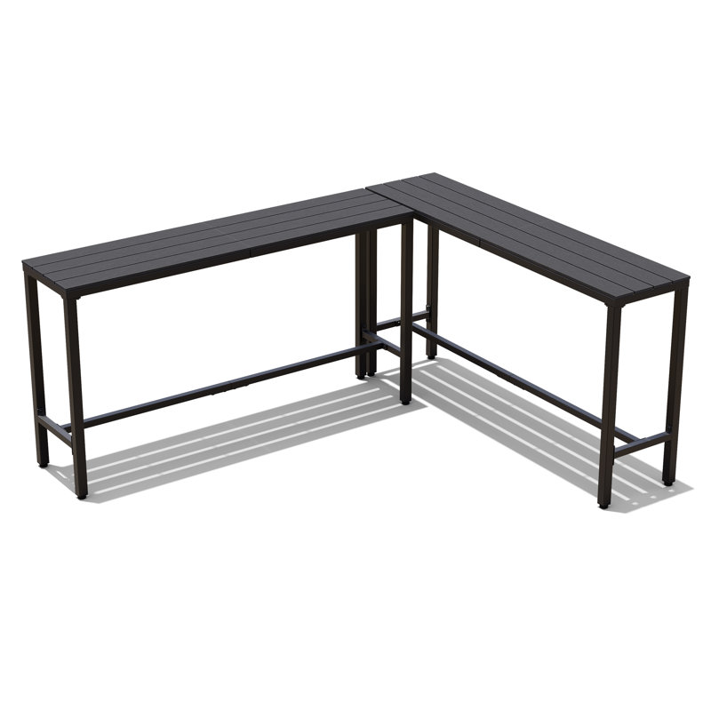 Table de bar Arboleya, H 37,09 po x l 78,67 po x P 63 po, Noir, noir, noir, noir