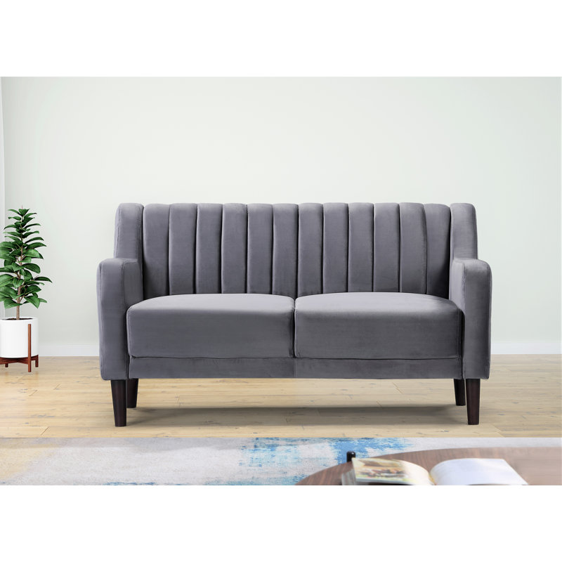 Holtzclaw 57.5'' Velvet Loveseat, Gray
