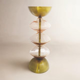 Reclaimed Glass and Metal Decorative Pillar Candle Holder