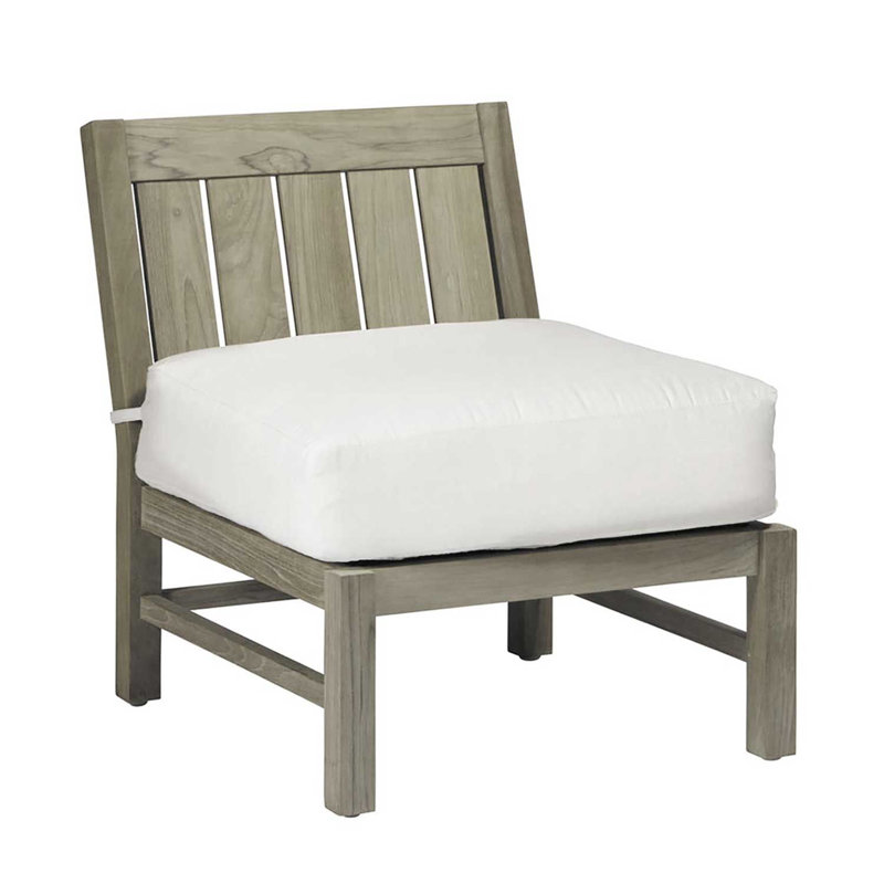 Club Teak Sectional Slipper Chair - Oyster, Oyster Teak, Welt, Natural White