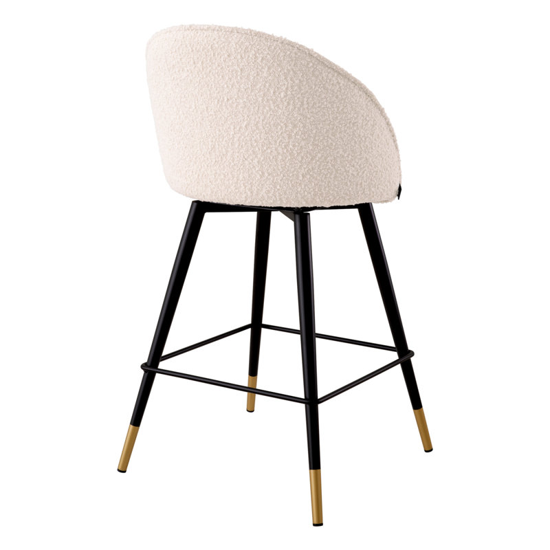 Tabouret pivotant Cooper, Tabouret de comptoir (siège d'une hauteur de 26,3, Tissu bouclé crème