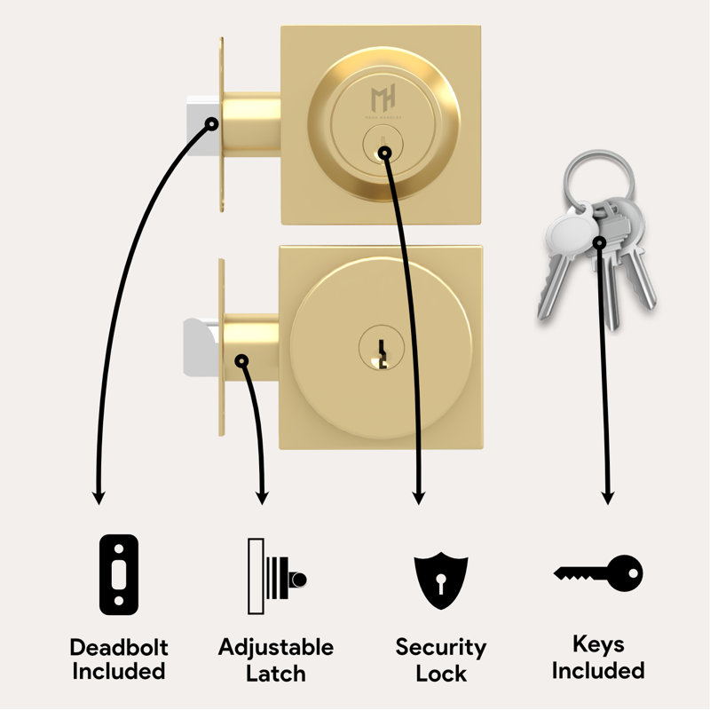 Suana Satin Brass Door Knob and Deadbolt Set