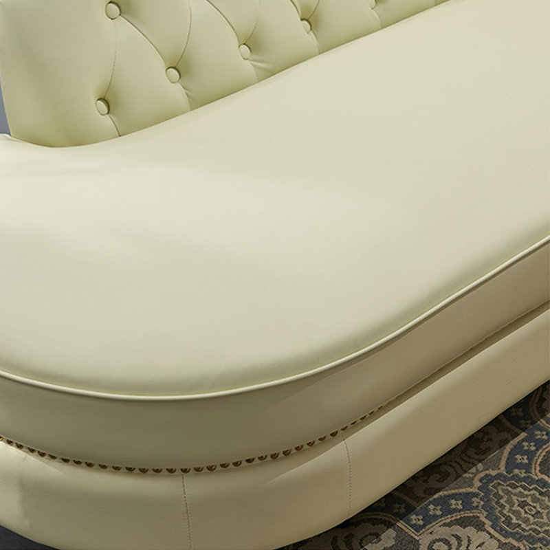 Chaise longue en similicuir Elegant Light Luxury, Accoudoir à droite (vu de face), Beige