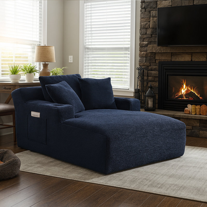 Chaise longue d'appoint surdimensionnée - Fauteuil à assise profonde, Bleu très foncé