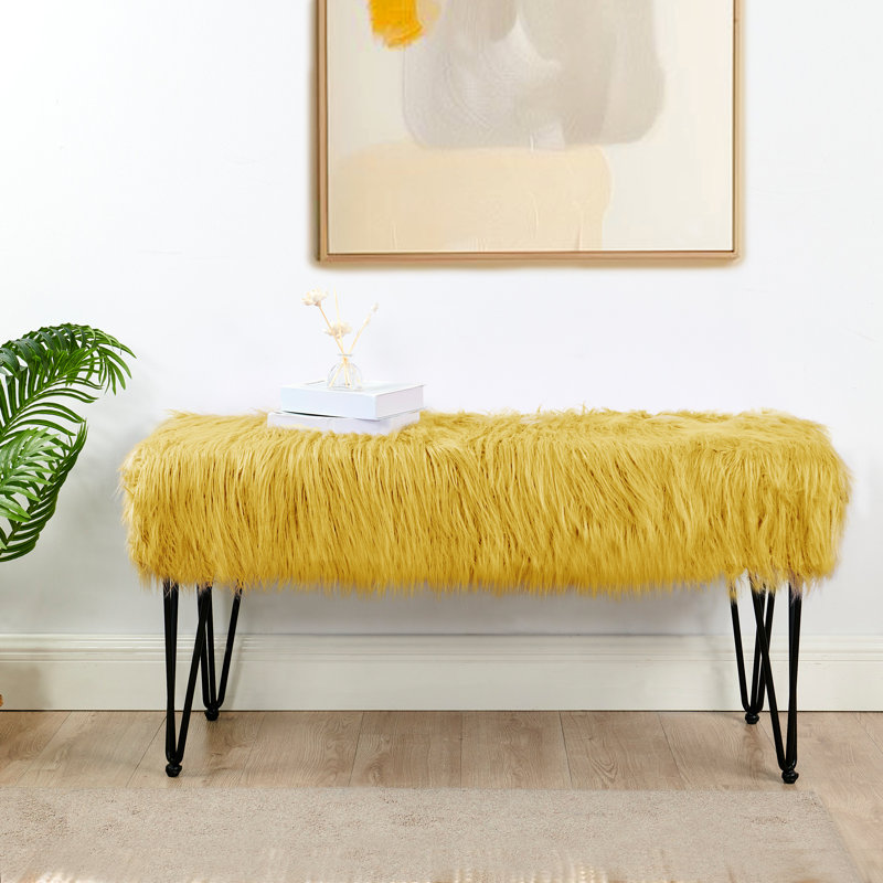 Keilia Upholstered Ottoman, Lemon Curry